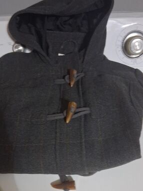 Merona Women's Dark Gray Hooded Toggle Pea Coat